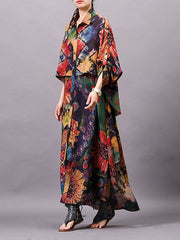 Women Print Floral Long Sleeve Autumn Maxi Dress
