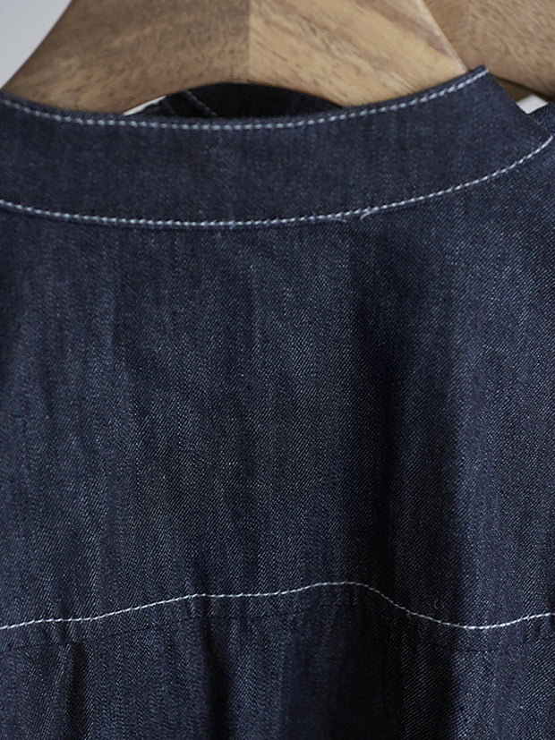 Plus-Size Cotton Women Vintage Casual Denim Shirt Dress