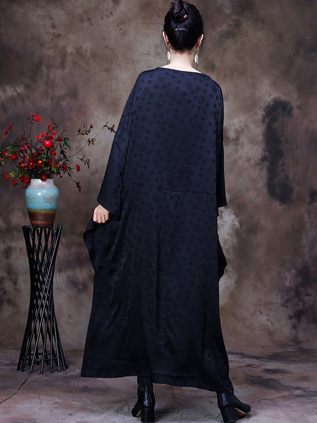 Embroidered Vintage Women Retro Batwing Sleeve Maxi Dress