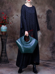 Embroidered Vintage Women Retro Batwing Sleeve Maxi Dress