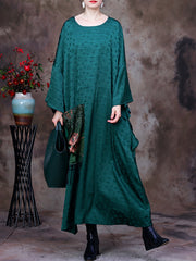 Embroidered Vintage Women Retro Batwing Sleeve Maxi Dress