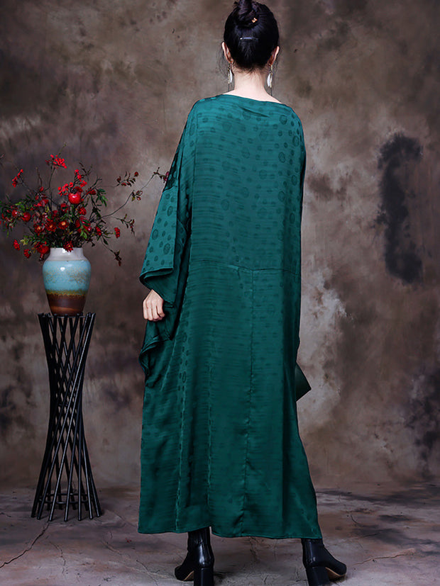 Embroidered Vintage Women Retro Batwing Sleeve Maxi Dress