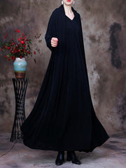 Plus-Size V Neck Vintage Women Retro Maxi Dress