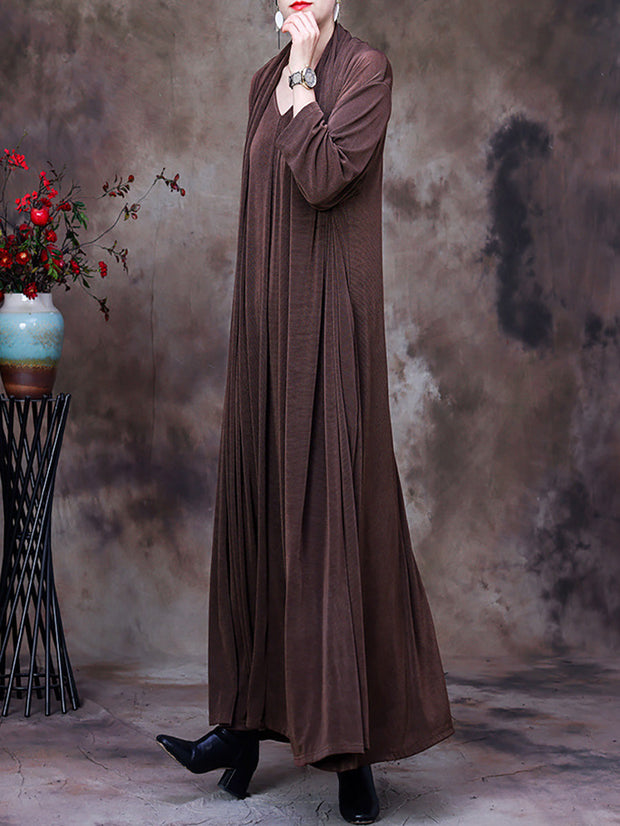 Plus-Size V Neck Vintage Women Retro Maxi Dress