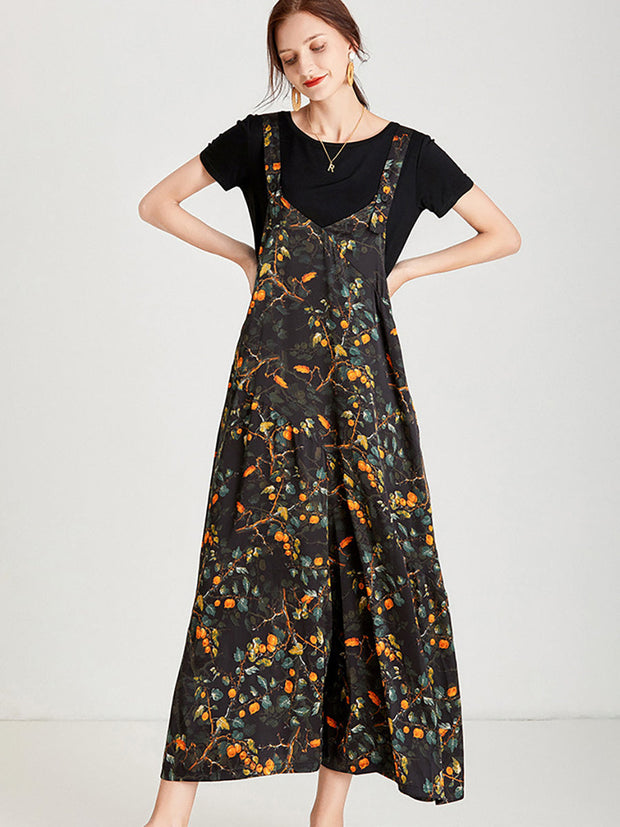 Summer Casual Floral Women Retro Jumpsuit