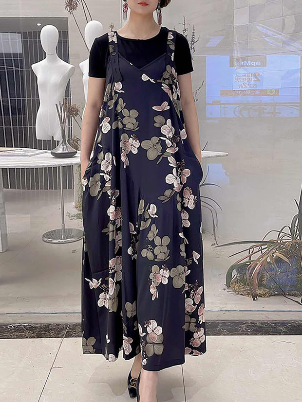 Summer Casual Floral Women Retro Jumpsuit