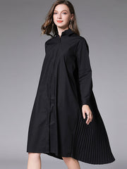 Summer Casual Loose Pleated Shirt Dress