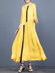 Pleatedl Vintage Women Loose Maxi Dress