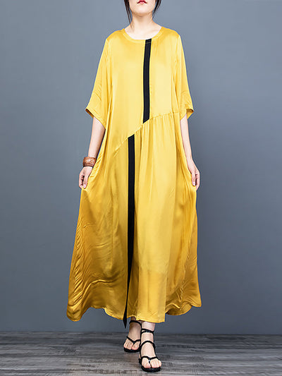 Pleatedl Vintage Women Loose Maxi Dress