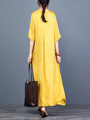 Pleatedl Vintage Women Loose Maxi Dress