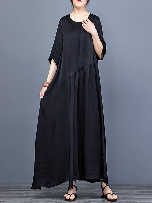 Pleatedl Vintage Women Loose Maxi Dress