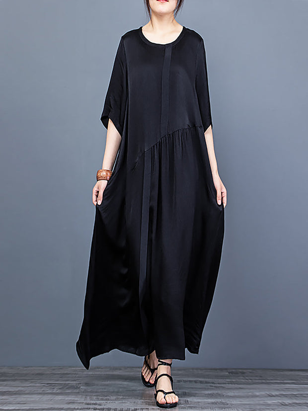 Pleatedl Vintage Women Loose Maxi Dress