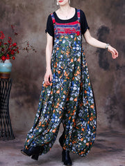 Summer Vintage Floral Women Retro Jumpsuit