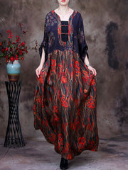 Patchwork Floral Vintage Women Retro Maxi Dress