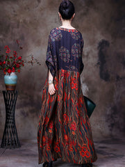 Patchwork Floral Vintage Women Retro Maxi Dress