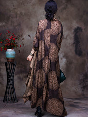 Irregular Jacquard Floral Vintage Women Maxi Dress