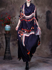 Irregular Floral Vintage Loose Maxi Dress