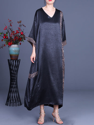 V Neck Summer Vintage Loose Maxi Dress