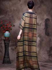 Plaid Summer Vintage Loose Maxi Dress