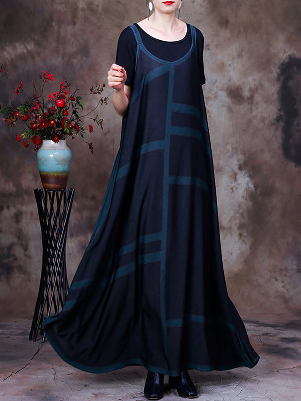 Sleeveless V Neck Summer Vintage Women Maxi Dress