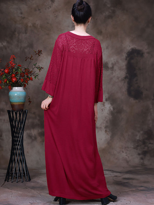 Women Hollow Out Long Sleeves Dress