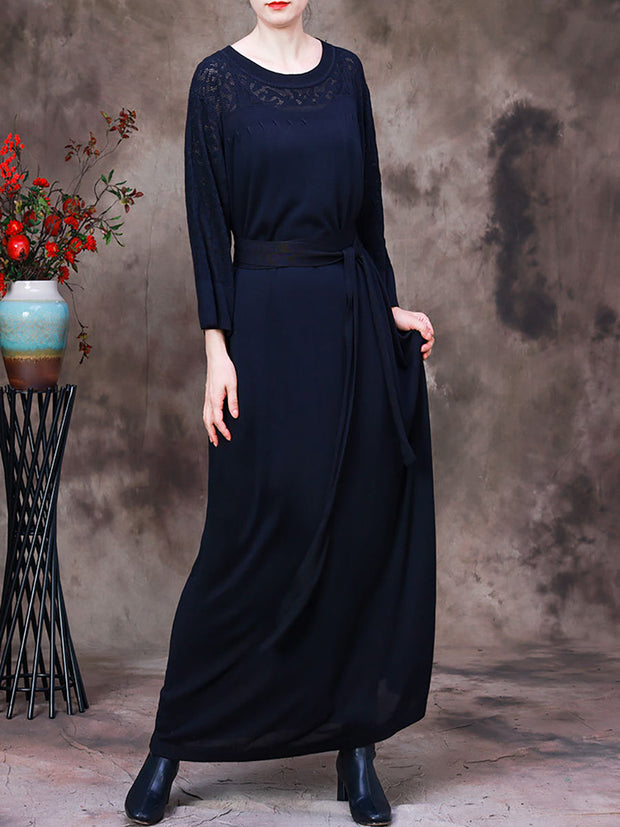 Women Hollow Out Long Sleeves Dress