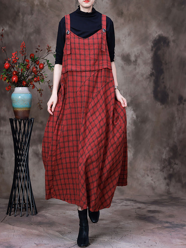 Plaid Long Dress For Women