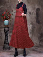 Plaid Long Dress For Women