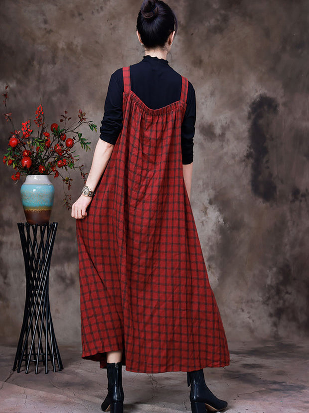 Plaid Long Dress For Women