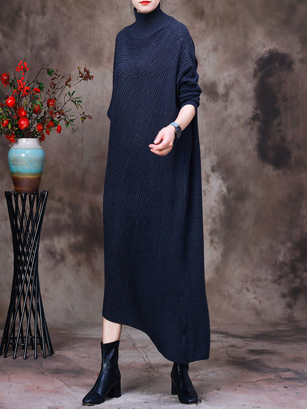 Women Autumn Wool Long Sleeves Dress