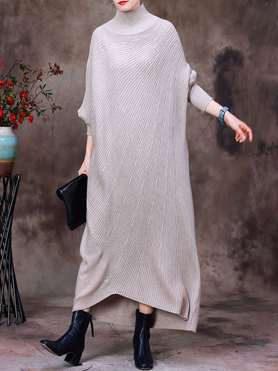 Women Autumn Wool Long Sleeves Dress