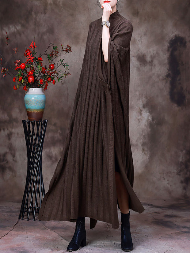 Women Round Neck Batwing Sleeve Dress