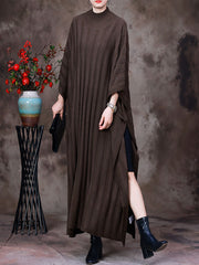 Women Round Neck Batwing Sleeve Dress