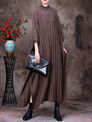 Women Round Neck Batwing Sleeve Dress