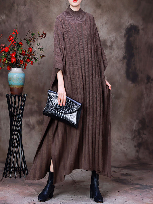 Women Round Neck Batwing Sleeve Dress