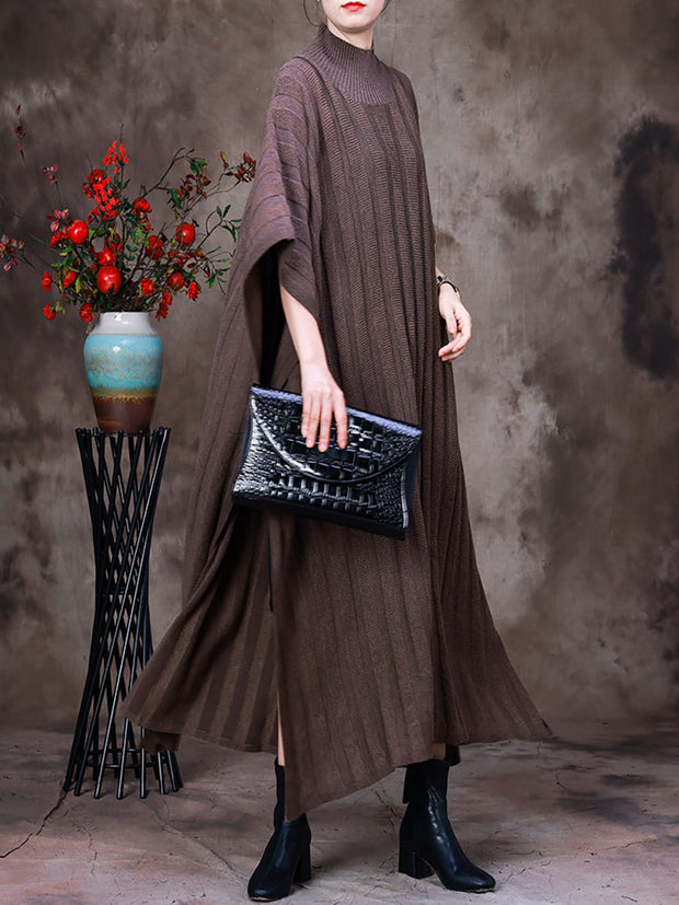 Women Round Neck Batwing Sleeve Dress