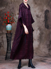 Hooded Plaid Batwing Sleeve Women Dress