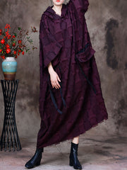 Hooded Plaid Batwing Sleeve Women Dress