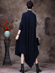 Irregular Long Sleeves Dress V neck Women Dress