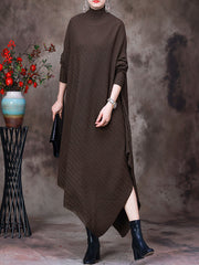 Irregular Long Sleeves Dress V neck Women Dress