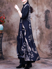 Plus-Size Women Autumn Vintage Plaid Sleeveless Coat