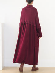 Cotton Women Solid Irregular Loose Dress