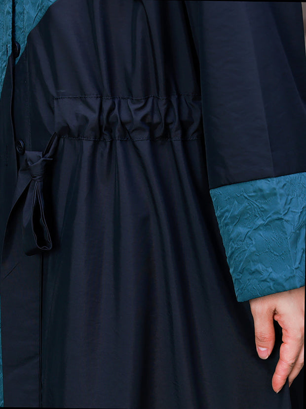 Women Polyester Colorblock Long Coat