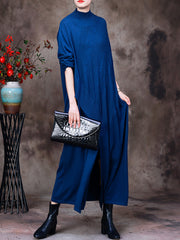 Women Autumn Irregular Solid Sweater Dress