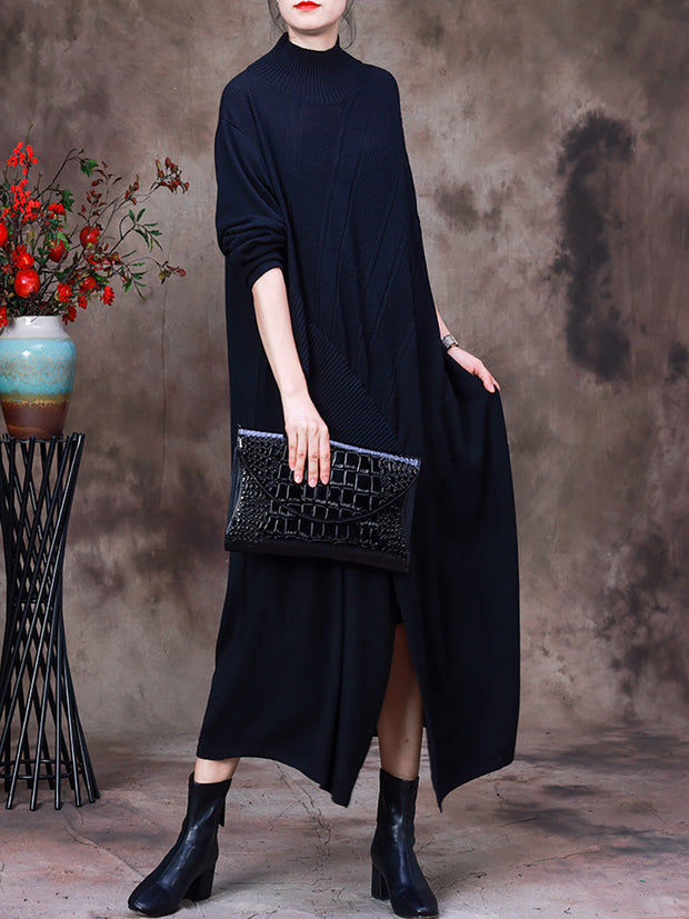 Women Autumn Irregular Solid Sweater Dress