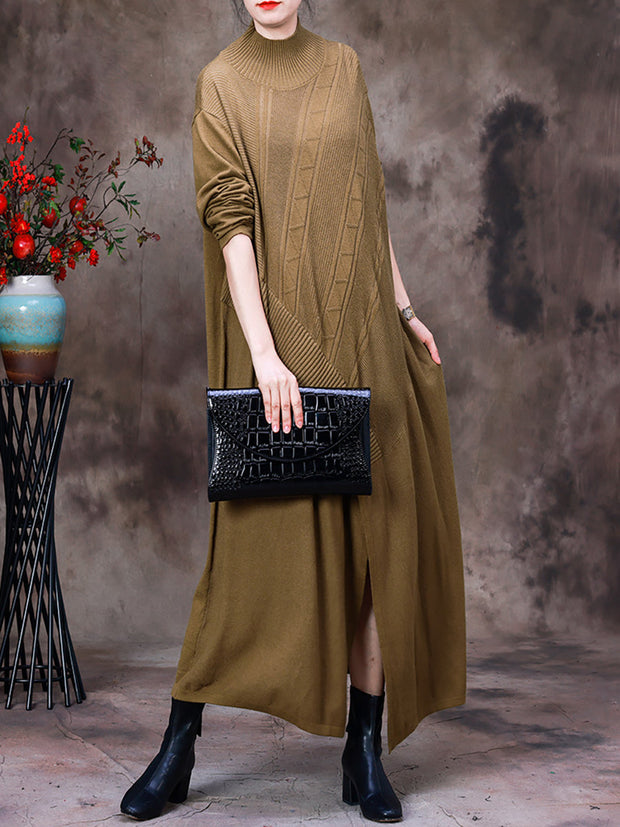 Women Autumn Irregular Solid Sweater Dress