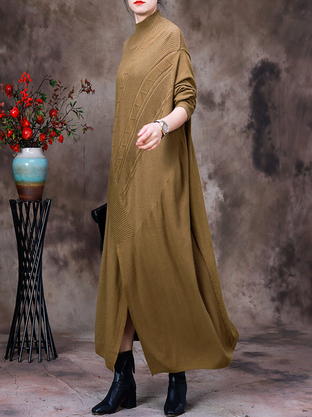 Women Autumn Irregular Solid Sweater Dress