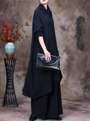 Irregular Soild Top And  Wide Leg Pants Two-Piece Set