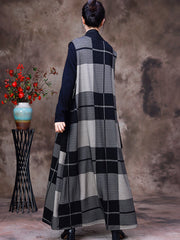 Women Irregular Plaid Jacquard Waistcoat