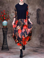 Autumn Irregular Print Loose Women Dress